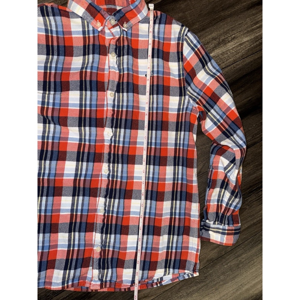 Boys Vineyard Vines Whale Shirt Button Down Plaid Blue Red 100% Cotton Sz L - Picture 8 of 8